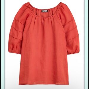 J. Crew Puffy Sleeve 100% Ramie Rust Red Sand Blouse New With Tags Medium